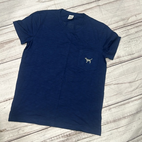 Victoria’s Secret PINK Long Sleeve Sequin Glitter Campus Tee Size Medium - Picture 3 of 5